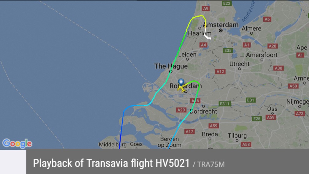 Het vluchtpad van de HV5021. ©FlighRadar24