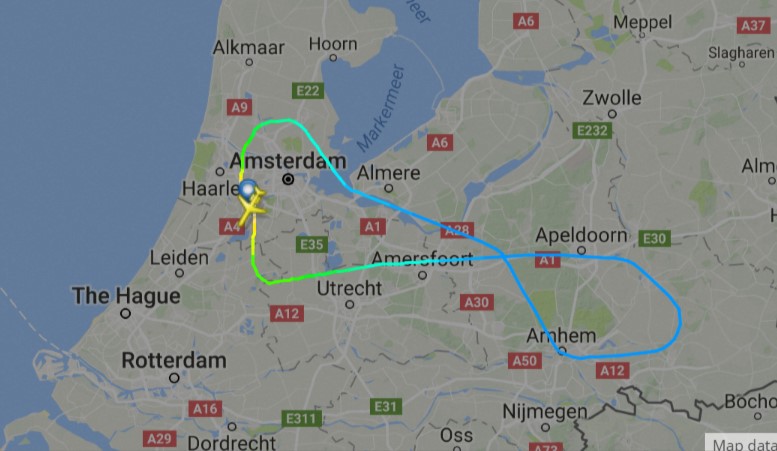 De route van de Fokker 70 ©Flightradar24