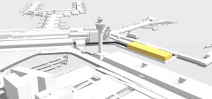 De locatie van de tijdelijke hal (c) Schiphol