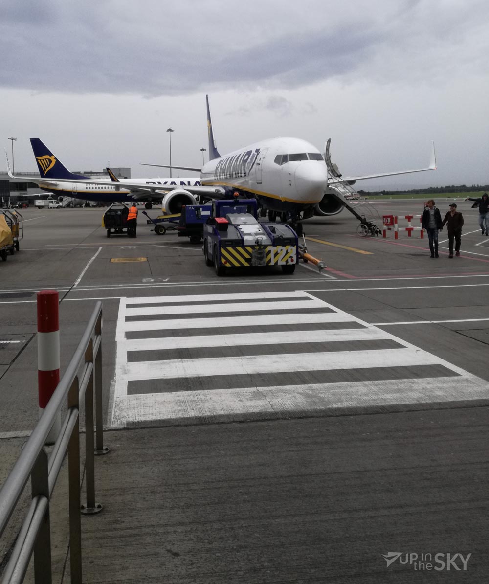 Het toestel na de landing op Dublin