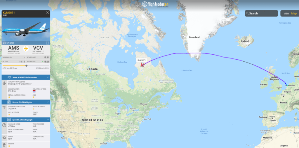Bijzonder: KLM 787 naar Victorville, maar niet voor stalling